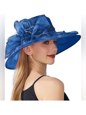 Kentucky derby, Tea Party Fascinator Navy Organza Women's Sun Hat